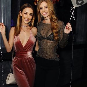 Pink velvet jumpsuit